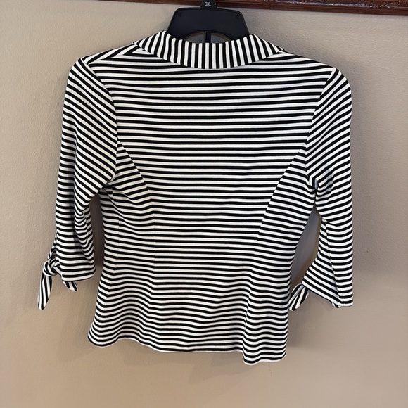 Bailey 44 Black and White Striped stretch knit Blazer 3/4 Sleeves with tie NWOT - Picture 6 of 10